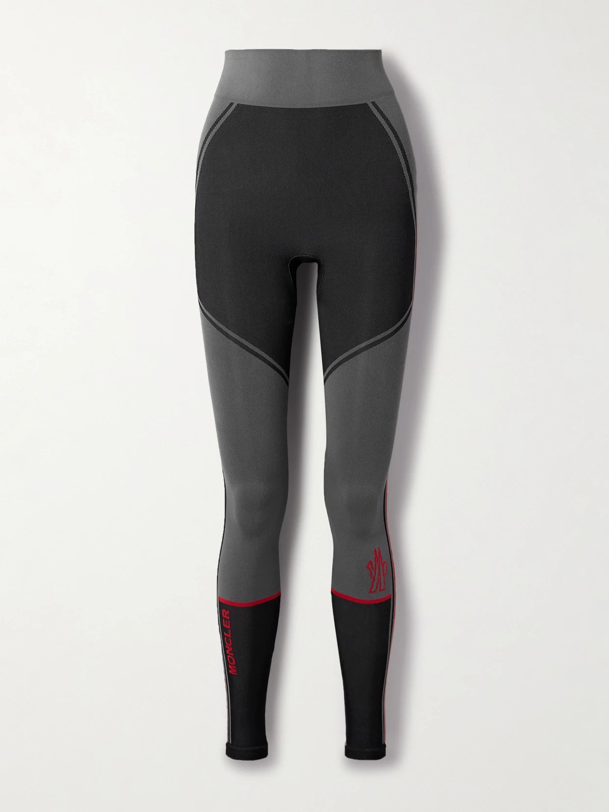 Image of a model wearing Pants. Product name - Stretch-knit Leggings in Black colour by brand - Moncler Grenoble