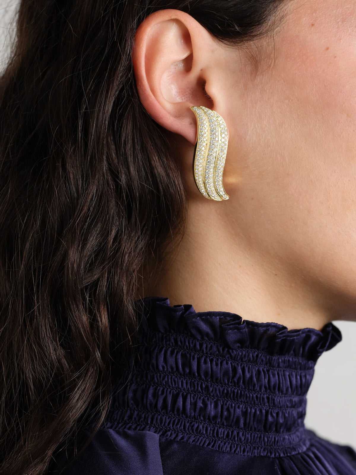 Image of Earrings. Product name - Celeste 18-karat Gold Diamond Earrings in Multi colour by brand - Anita Ko