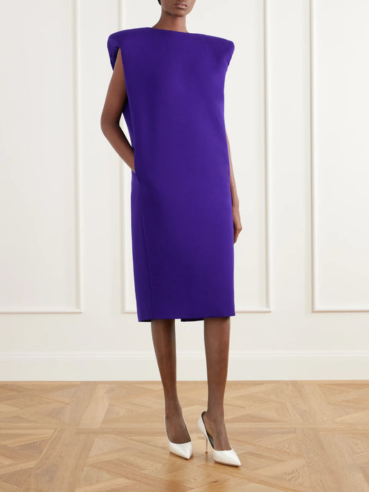 Image of Dresses. Product name - Wool Midi Dress in Purple colour by brand - Willy Chavarria