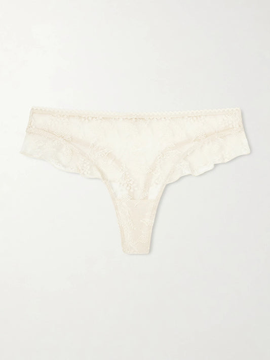 Image of Lingerie. Product name - Seigle Embroidered Mesh Briefs in Cream colour by brand - Eres