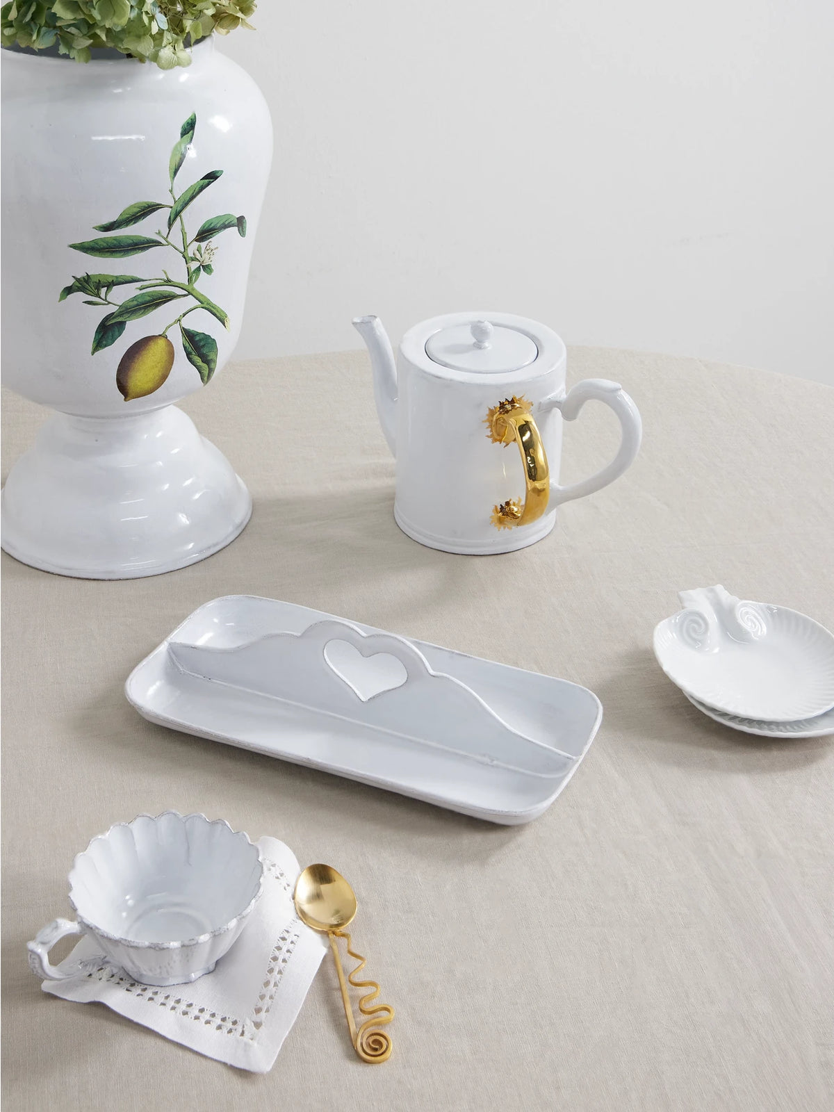 Image of Decor. Product name - Valentin Ceramic Tray in White colour by brand - Astier De Villatte