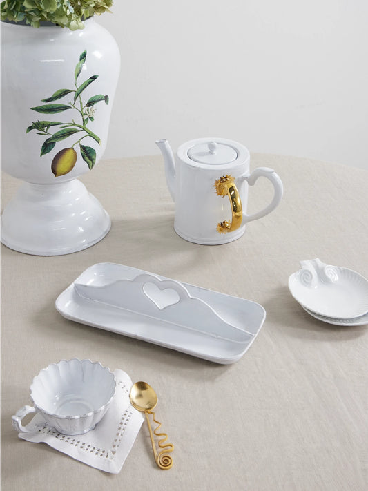 Image of Decor. Product name - Valentin Ceramic Tray in White colour by brand - Astier De Villatte
