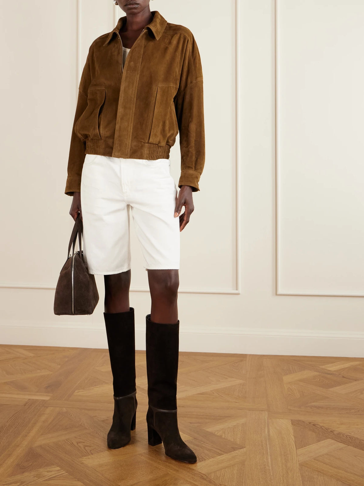 Image of Boots. Product name - 75 Suede Knee Boots in Chocolate colour by brand - Gianvito Rossi