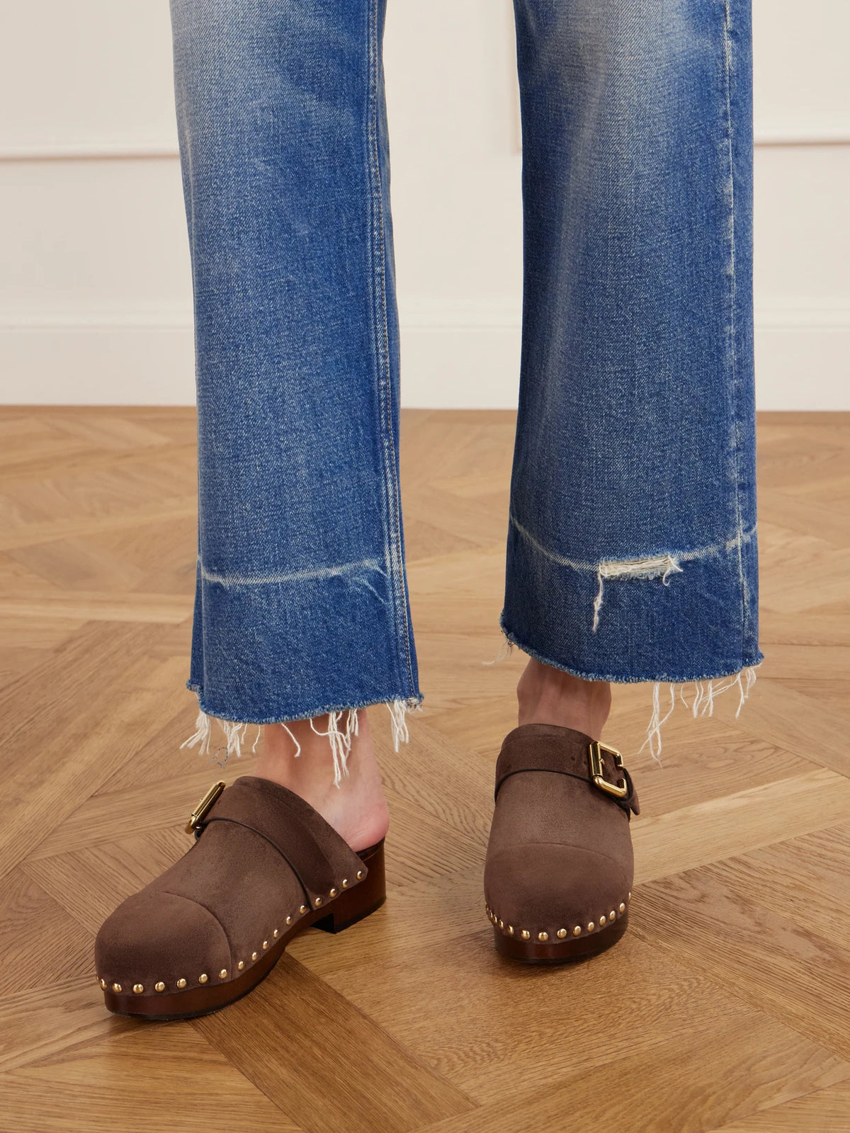 Jeannette Embellished Suede Clogs