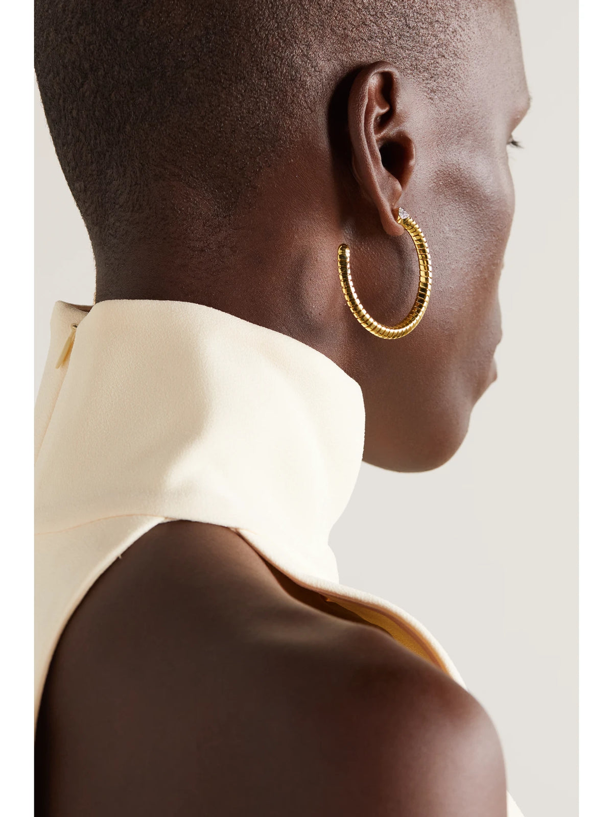 Image of Earrings. Product name - Trisolina 18-karat Gold Diamond Hoop Earrings in Multi colour by brand - Marina B