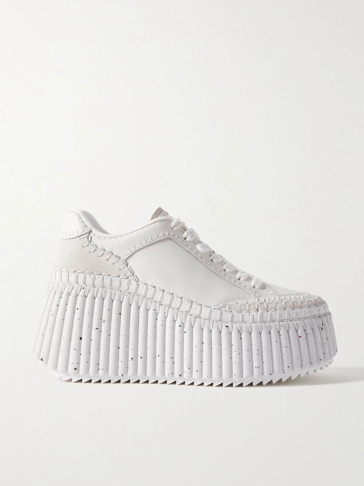 Nama Suede-trimmed Leather Platform Sneakers