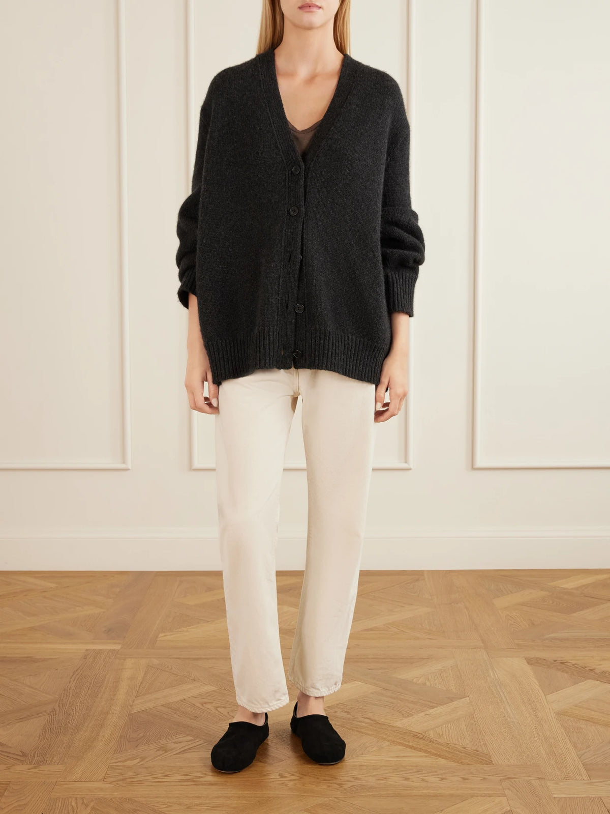 Image of Flats. Product name - Stellene Suede Flats in Black, Brown colour by brand - The Row