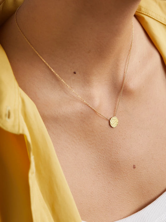 Image of Necklaces. Product name - Mini Hammered Disc 18-karat Gold Necklace in Multi colour by brand - Jennifer Meyer