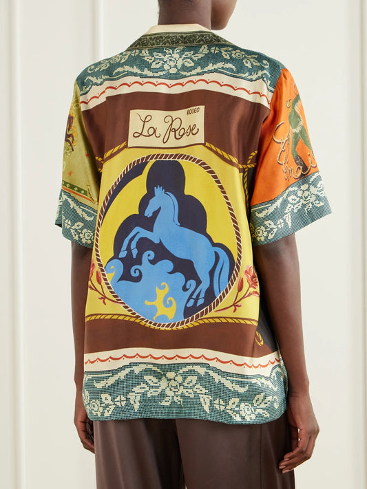 ALÉMAIS Ace Printed Silk-twill Shirt