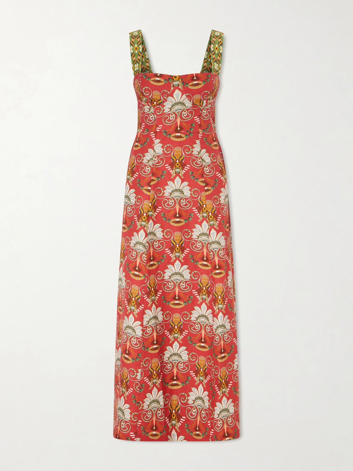 Emporio Sirenuse Azzurra Open-back Floral-print Linen And Cotton-blend Midi Dress