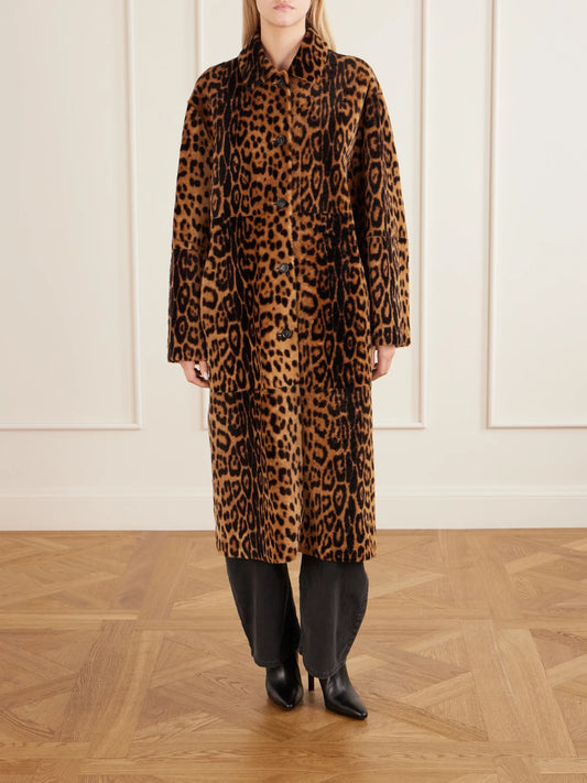 Nili Lotan Davelle Leopard-print Plush Coat