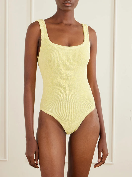 Image of Swimwear. Product name - Original Crinkle Swimsuit in Yellow colour by brand - Hunza G
