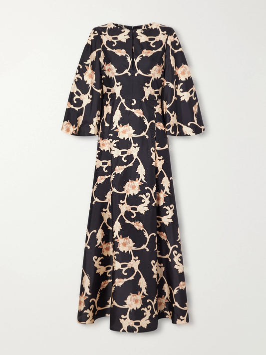 La DoubleJ Belle Floral-print Silk-twill Maxi Dress
