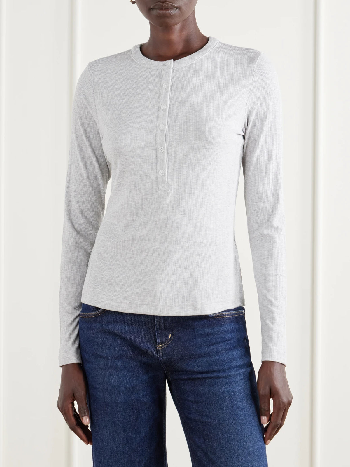 Varley Kesia Ribbed Stretch-modal Henley Top