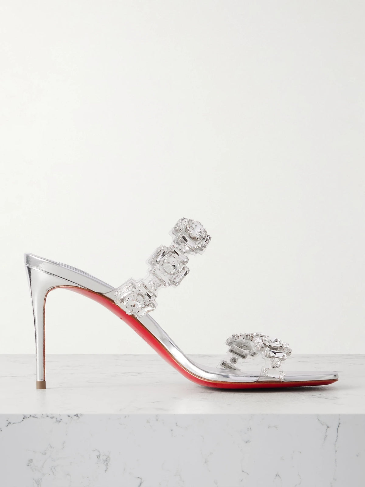 Just Jewel 85 Crystal-embellished Pvc And Leather Sandals