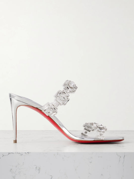 Just Jewel 85 Crystal-embellished Pvc And Leather Sandals