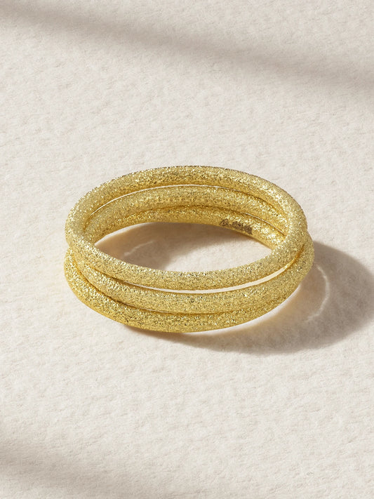 Set Of Three Florentine Finish 18-karat Gold Rings
