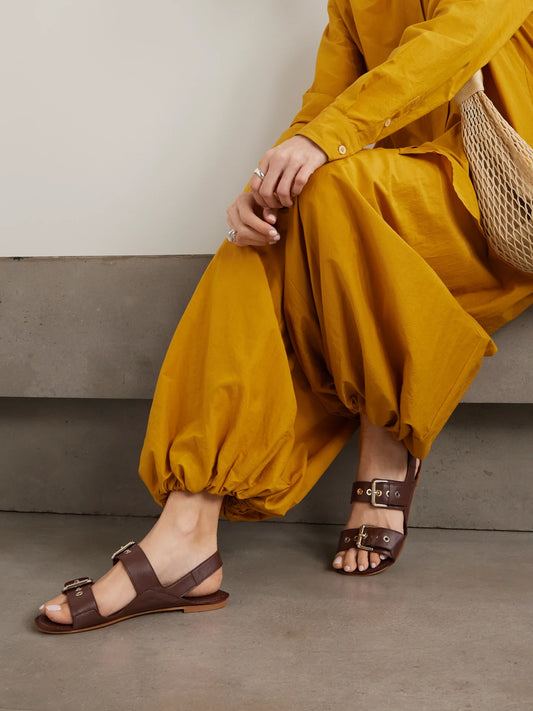 The Double Buckle Leather Sandals