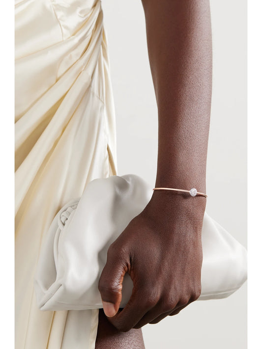Image of Bracelets. Product name - Rhodium-plated 18-karat Rose Gold Diamond Cuff in Multi colour by brand - Pomellato