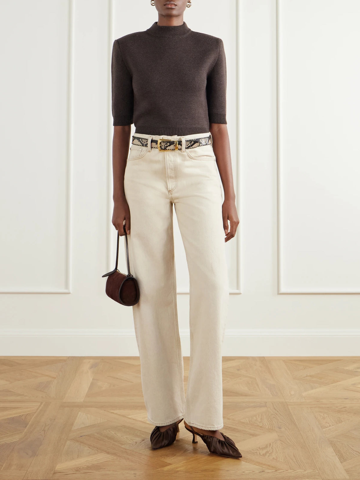 Image of Heels. Product name - Rio 35 Gathered Satin Pumps in Dark brown colour by brand - Loeffler Randall