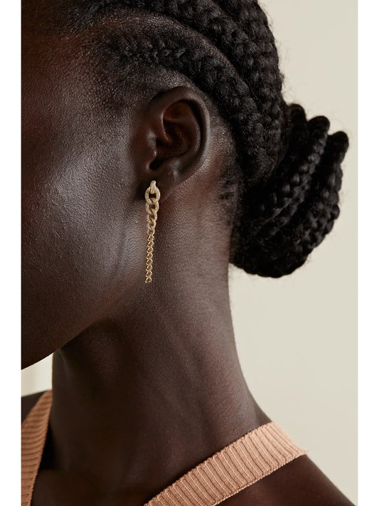 Image of Earrings. Product name - Convertible 18-karat Gold Diamond Earrings in Multi colour by brand - SHAY