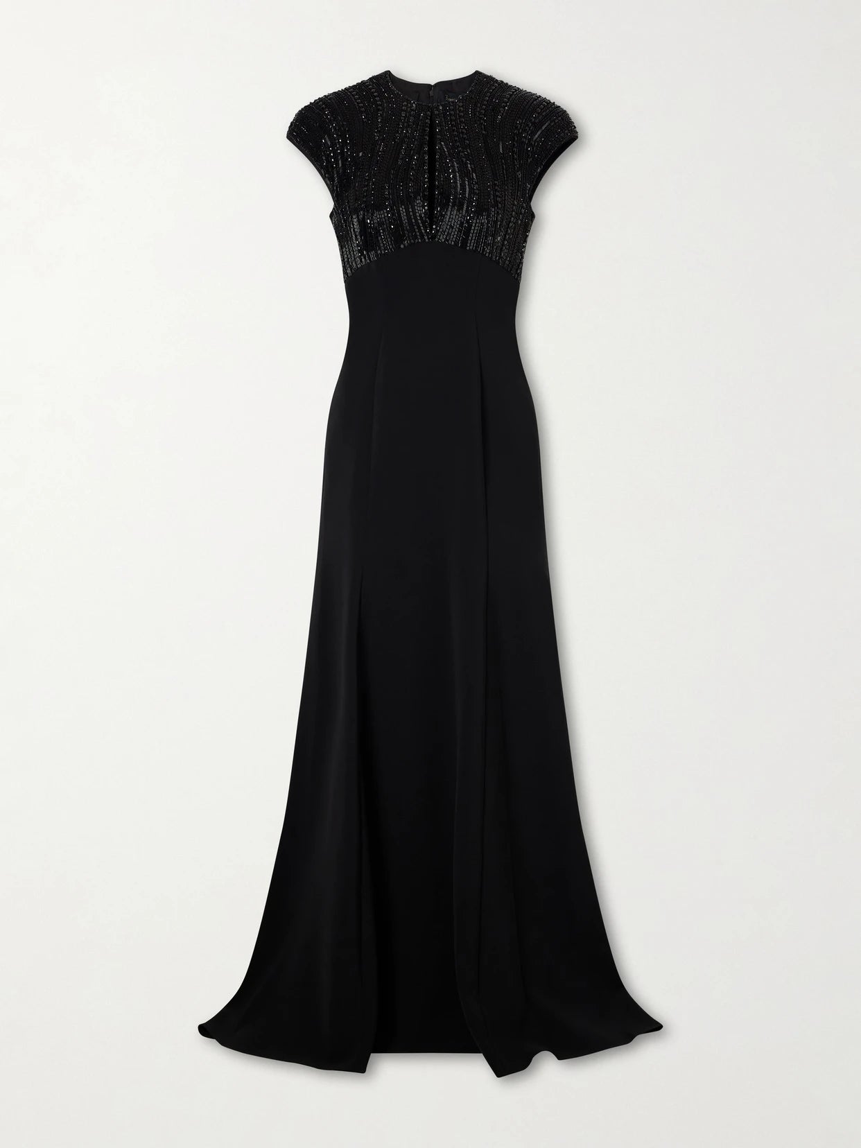 Image of Dresses. Product name - Moonveil Embellished Georgette-crepe Gown in Black colour by brand - Jenny Packham