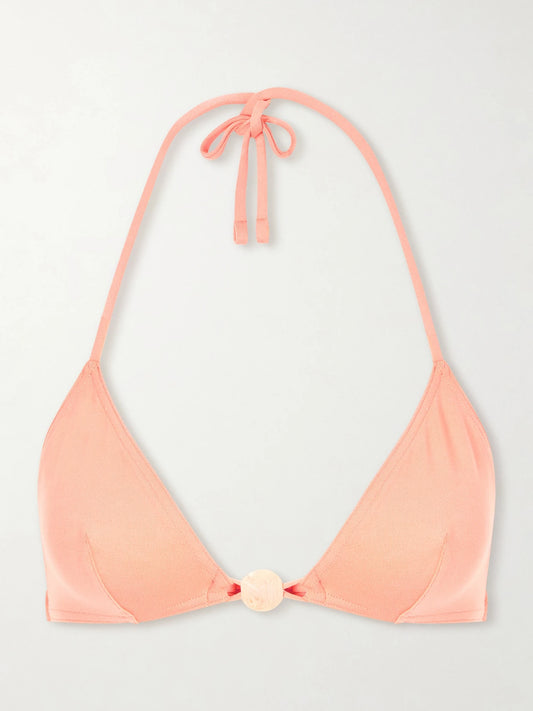 Image of Swimwear. Product name - Alva Front-detail Bikini Top in Coral colour by brand - Eres