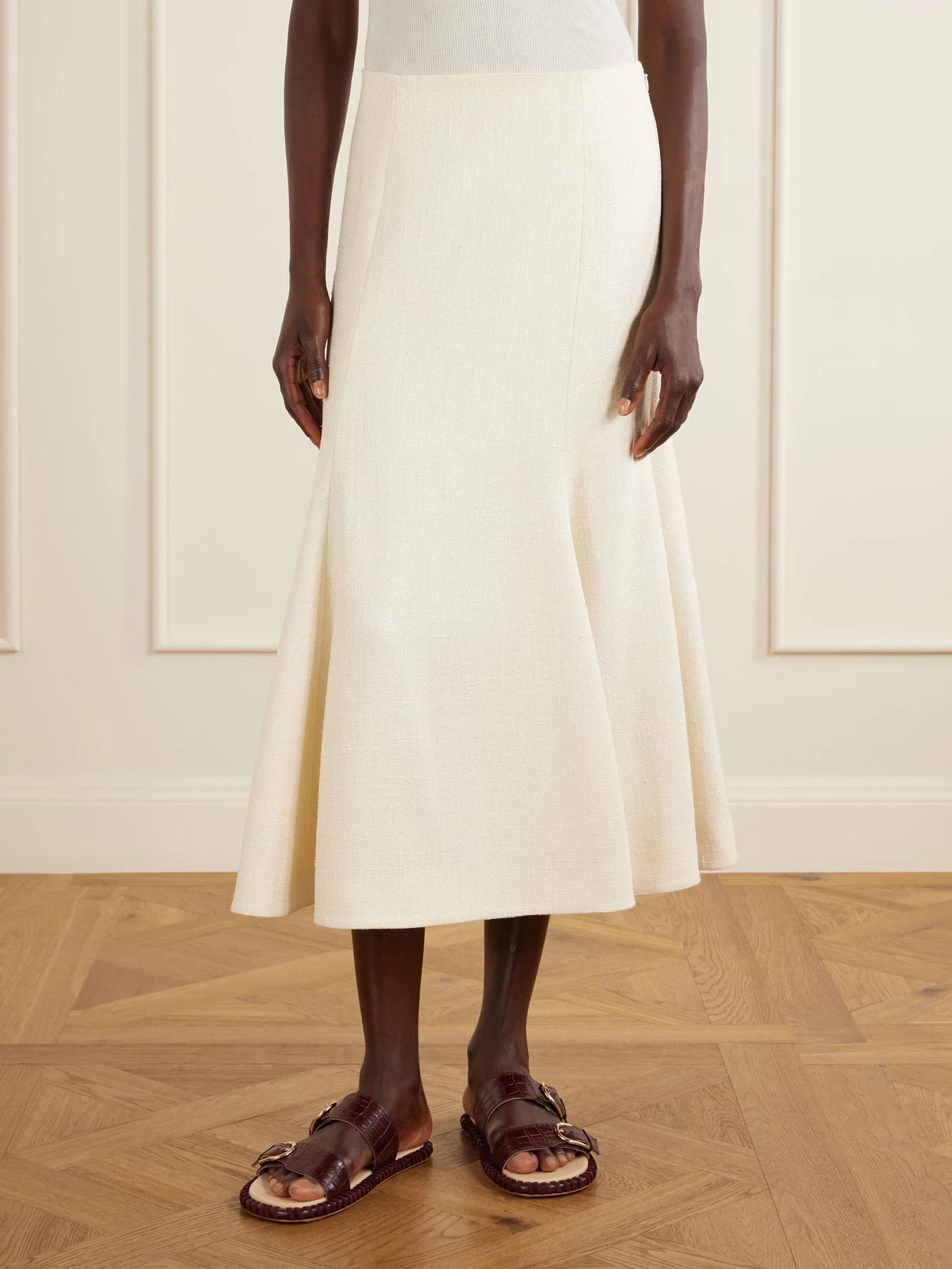 Patterson Frayed Wool And Cashmere-blend Midi Skirt