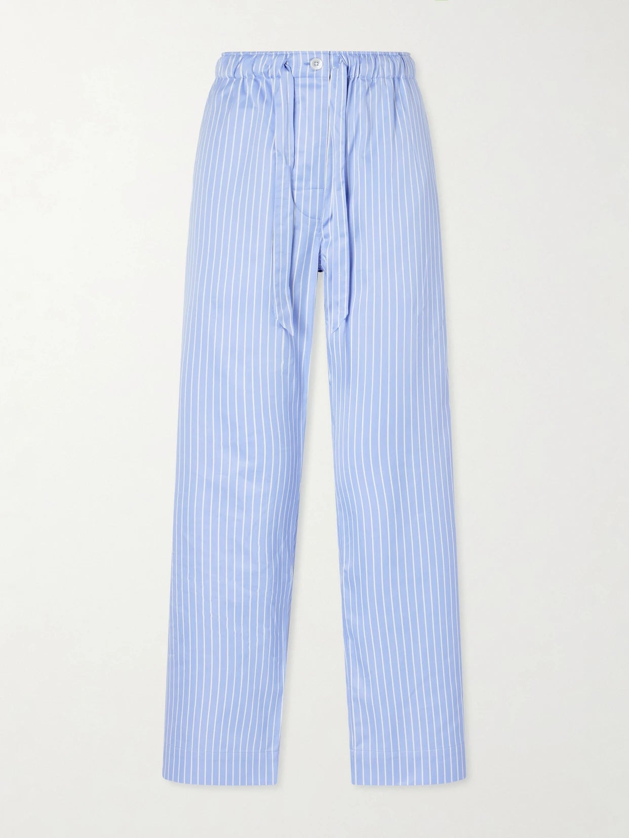 Image of Lingerie. Product name - Sateen Striped Cotton-poplin Pajama Pants in Blue colour by brand - TEKLA