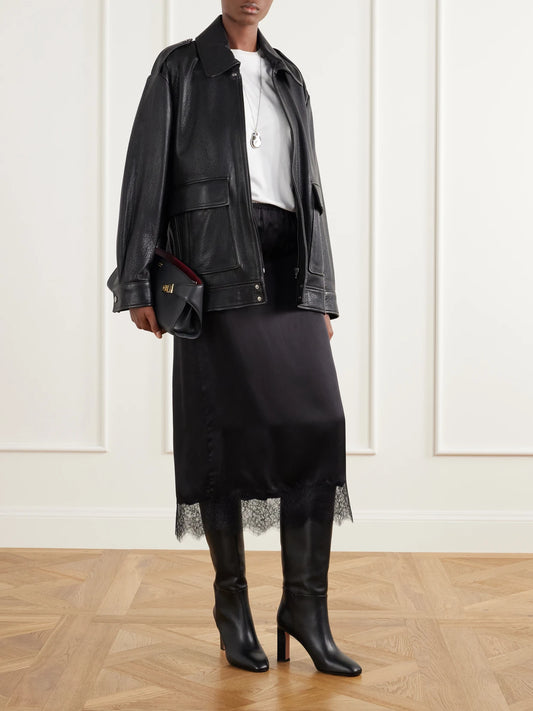 Image of Boots. Product name - Sellier 85 Leather Knee Boots in Black, Tan colour by brand - Aquazzura