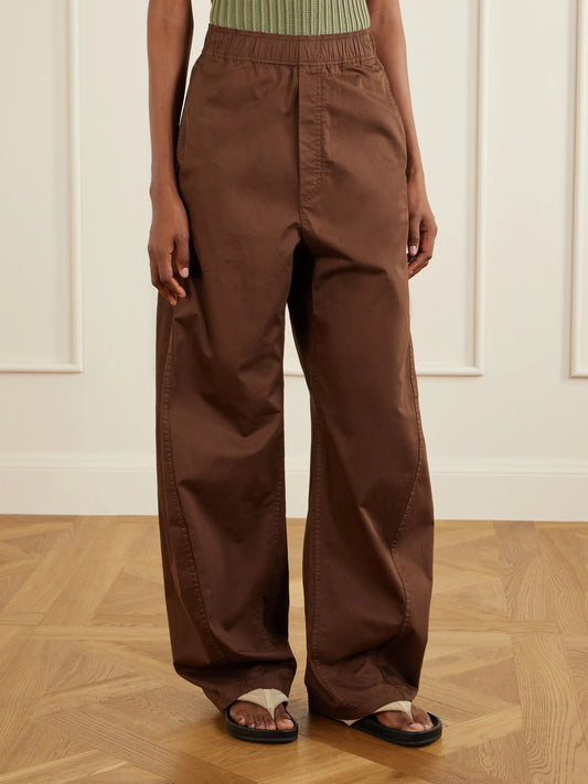 Garment-dyed Cotton-blend Gabardine Wide-leg Pants