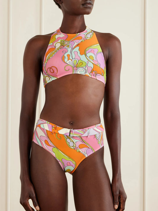 Printed Belted Bikini Briefs
