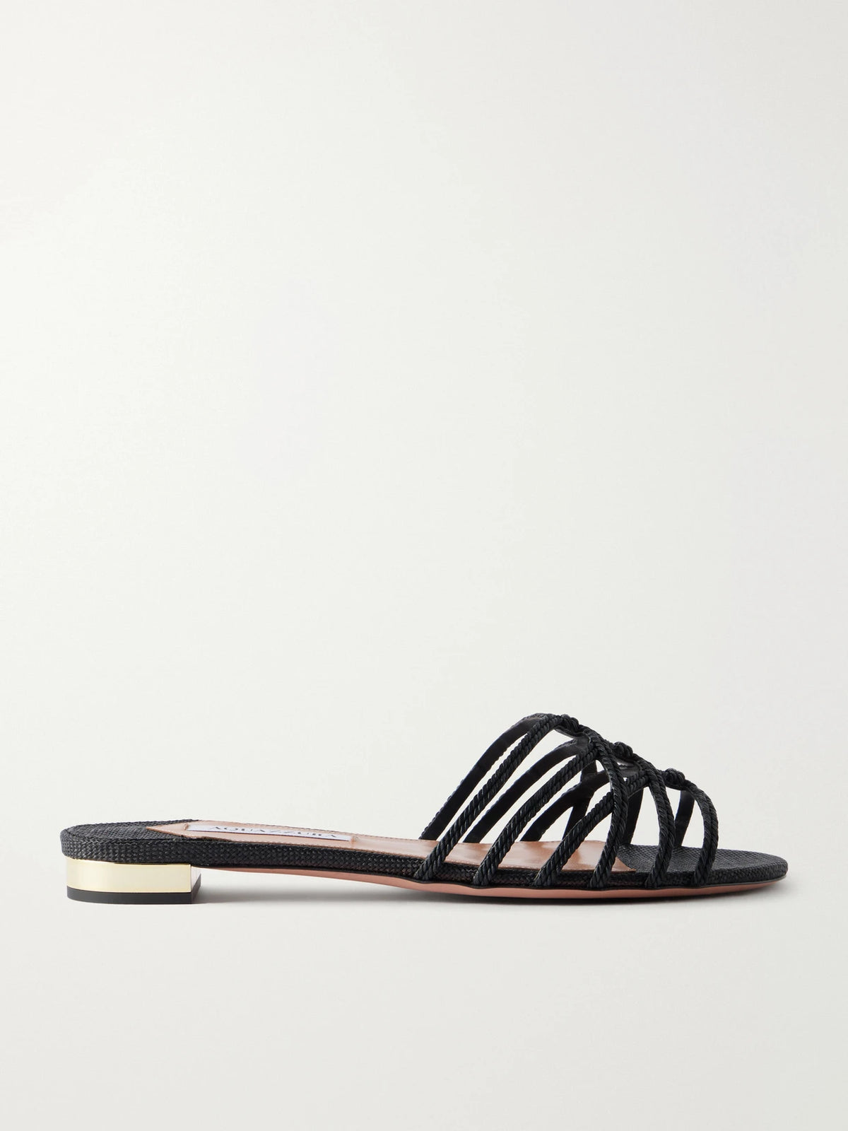 Luna Raffia-trimmed Cord Slides