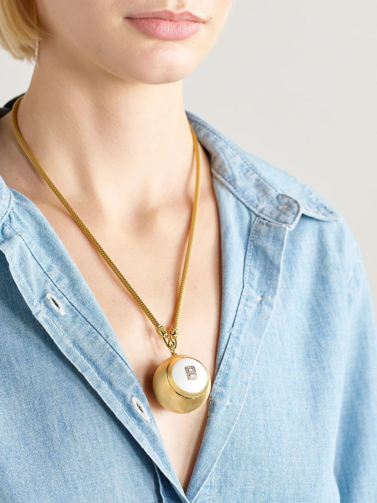 Image of Necklaces. Product name - Magic Ball Indian 18-karat Gold, Enamel And Diamond Necklace in Multi colour by brand - Marie Lichtenberg