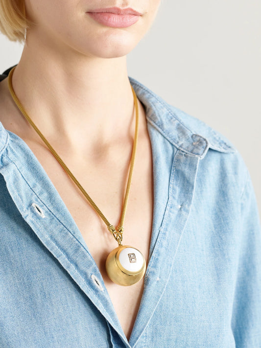 Image of Necklaces. Product name - Magic Ball Indian 18-karat Gold, Enamel And Diamond Necklace in Multi colour by brand - Marie Lichtenberg
