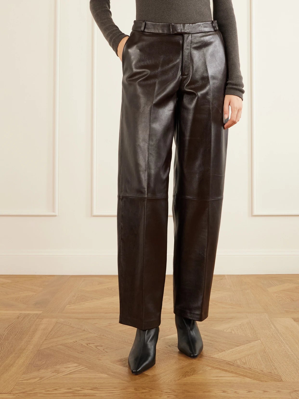 Palermo Leather Straight-leg Pants