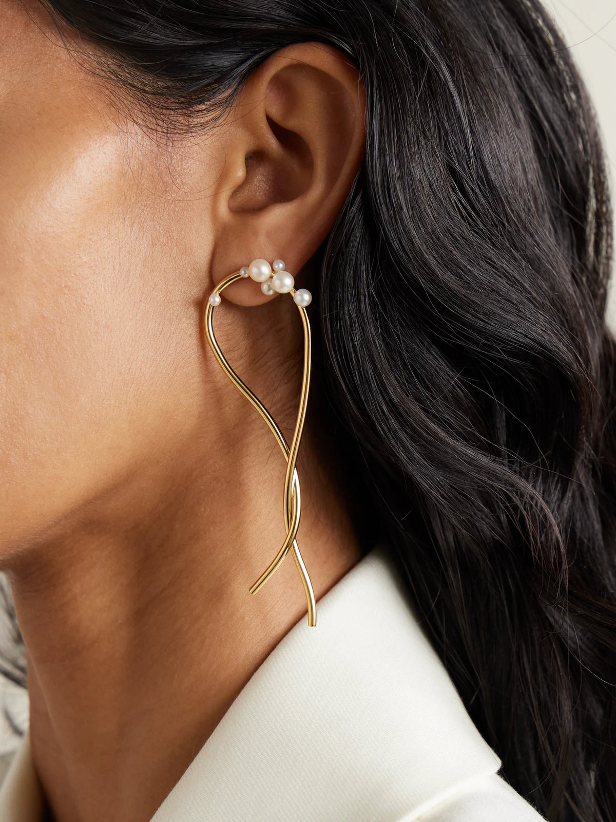 Image of Earrings. Product name - Wild Relatives Gold Vermeil Pearl Earrings in Multi colour by brand - Completedworks