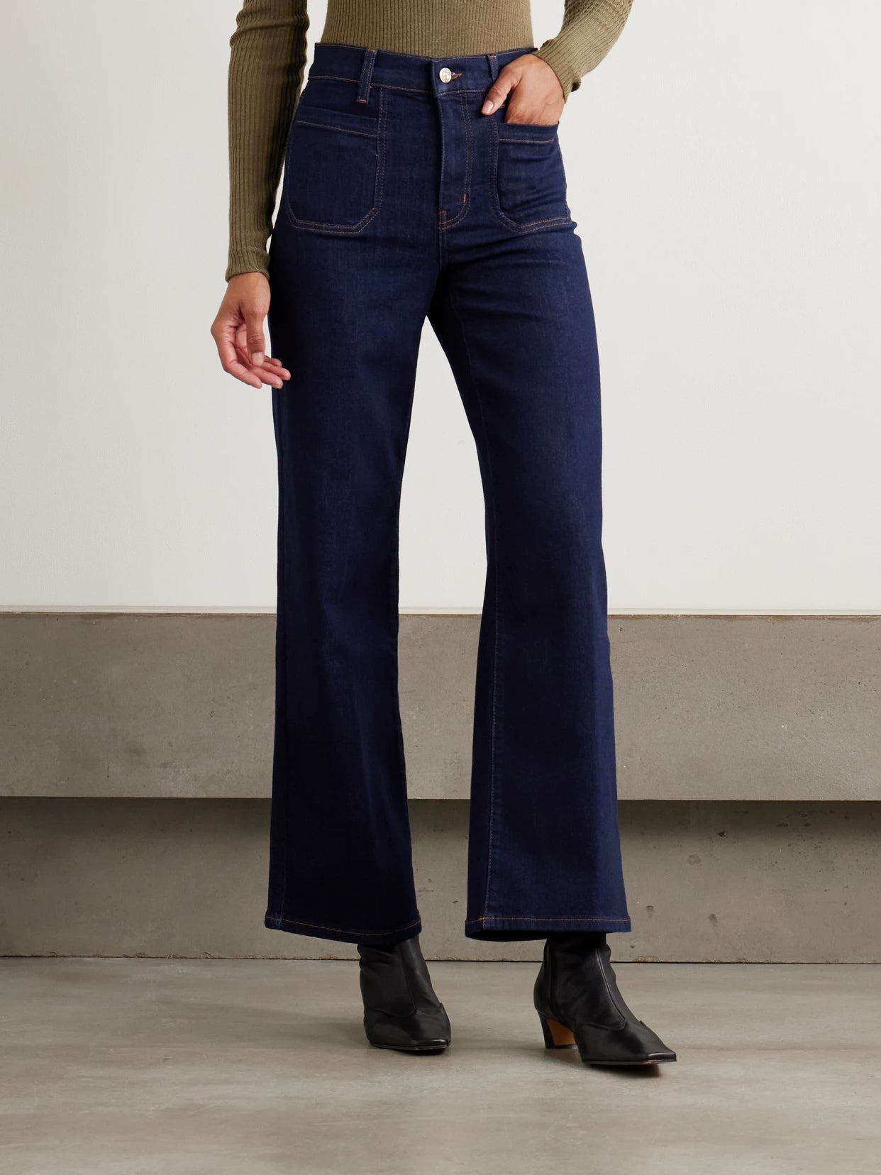 Le Slim Palazzo Modernist Pocket High-rise Wide-leg Jeans