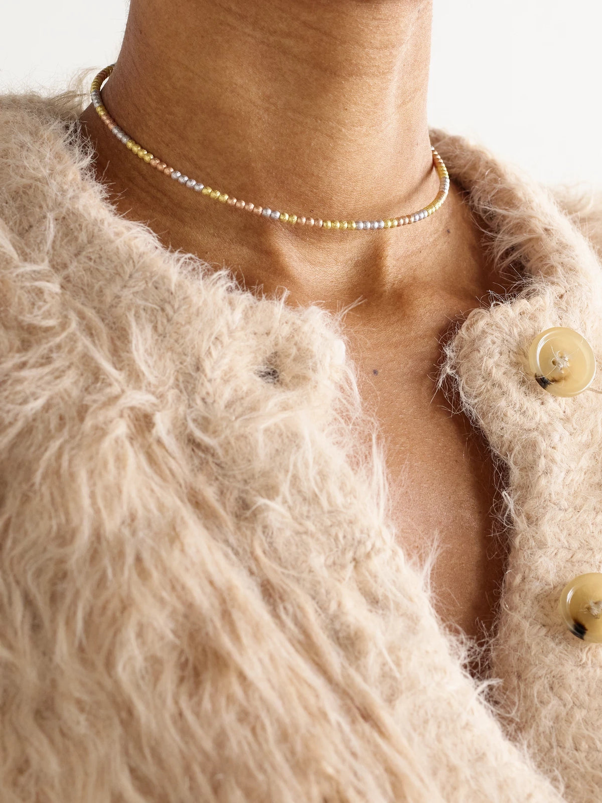 Image of Necklaces. Product name - Florentine Finish 18-karat Rose, White And Yellow Gold Necklace in Multi colour by brand - Carolina Bucci