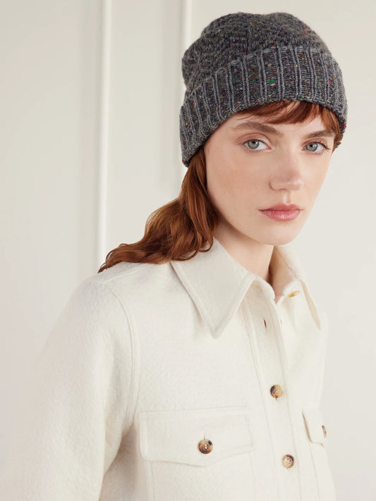 Image of Scarves & Shawls. Product name - Porta Mélange Cashmere Beanie in Gray colour by brand - Gabriela Hearst