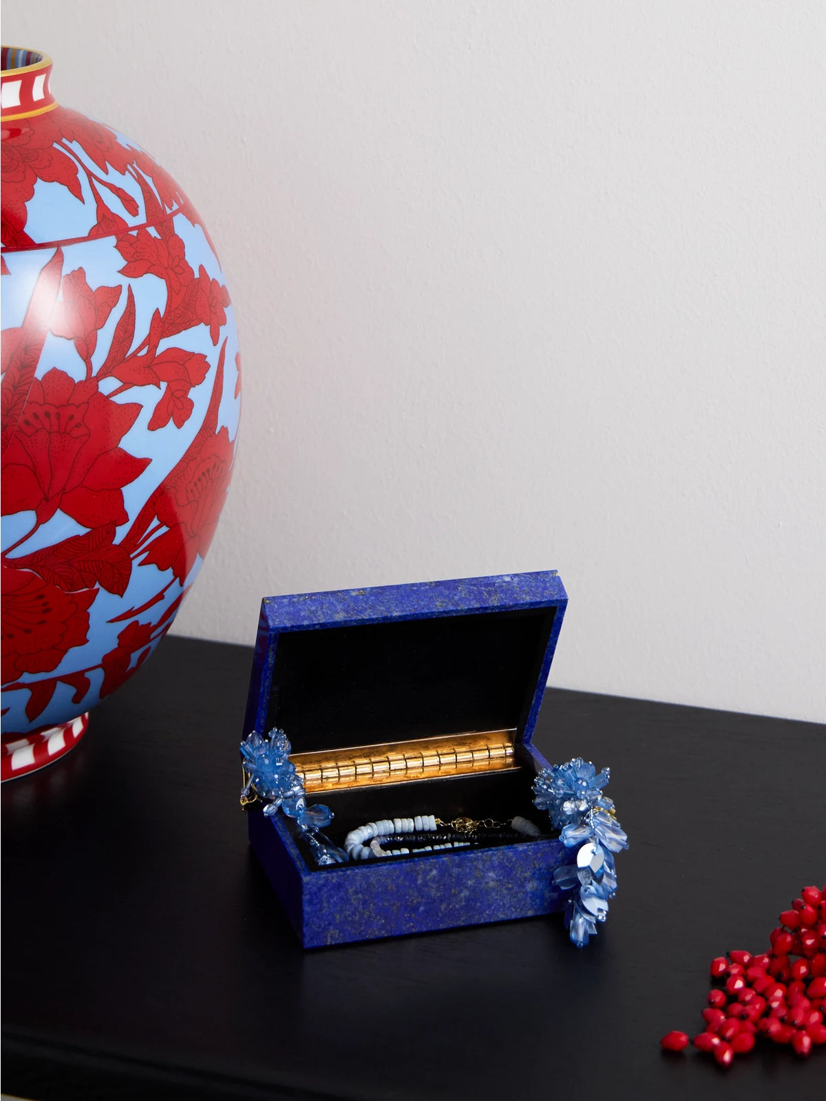 Image of Decor. Product name - Small Lapis Lazuli Jewelry Box in Blue colour by brand - Jia Jia Home