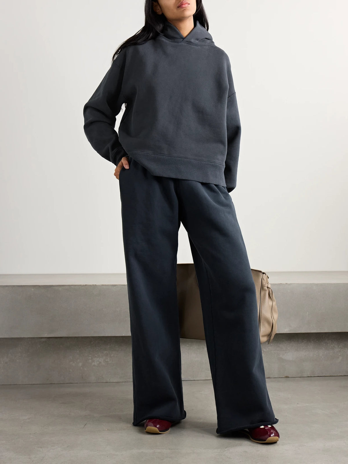 Image of Sleepwear & Loungewear. Product name - Cotton-jersey Hoodie in Black colour by brand - SLVRLAKE