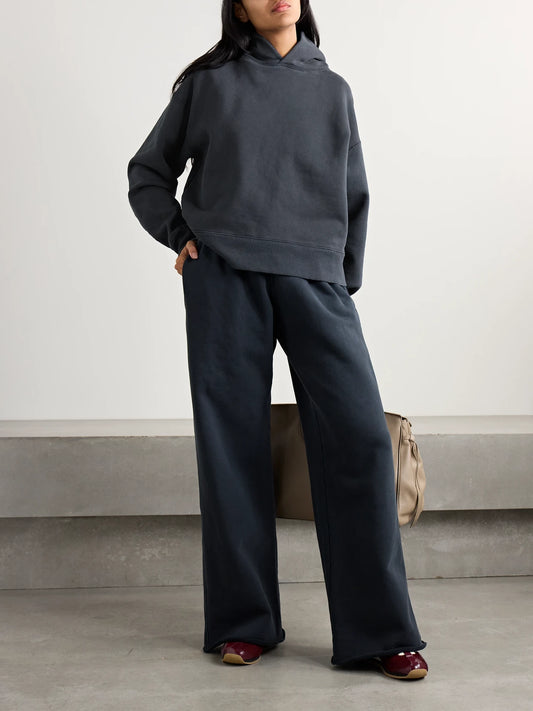 Image of Sleepwear & Loungewear. Product name - Cotton-jersey Hoodie in Black colour by brand - SLVRLAKE