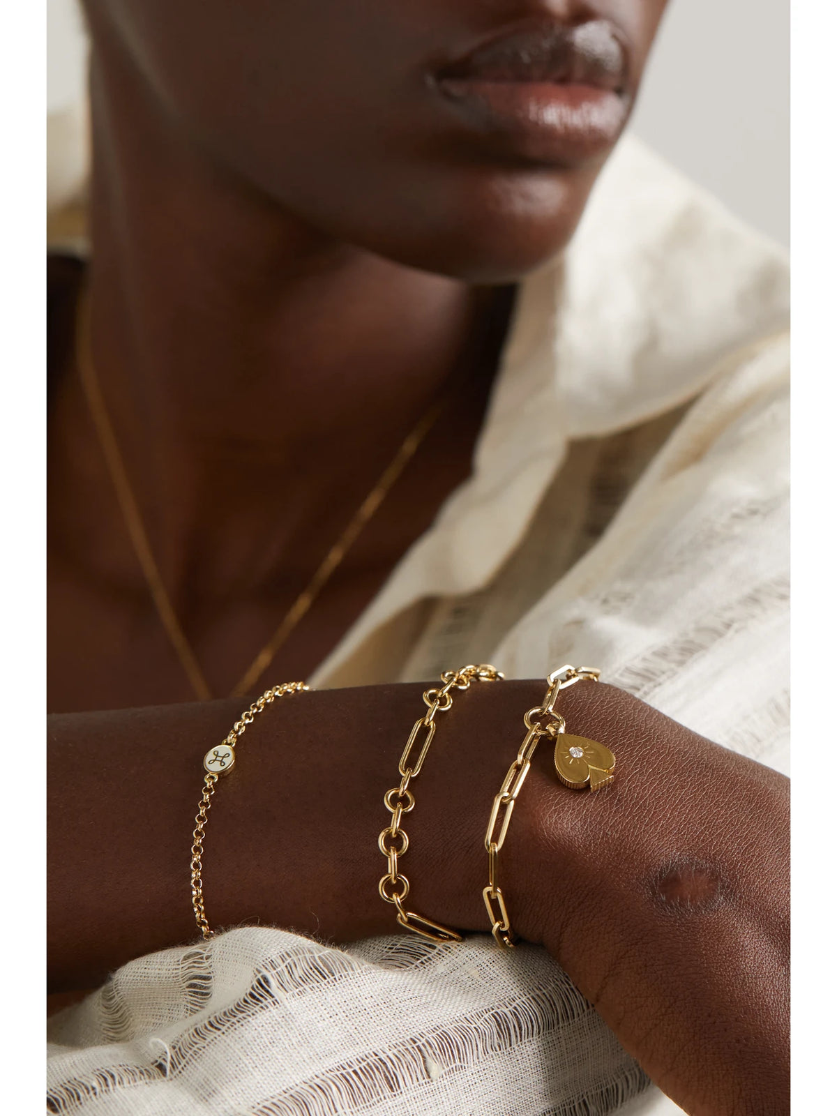 Image of Bracelets. Product name - Small Mixed Clip 18-karat Gold Bracelet in Multi colour by brand - FoundRae