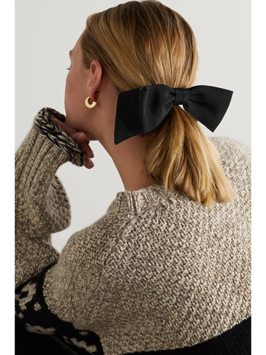 Image of Accessories. Product name - + Net Sustain Satin Bow Hair Clip in Black colour by brand - Sophie Buhai