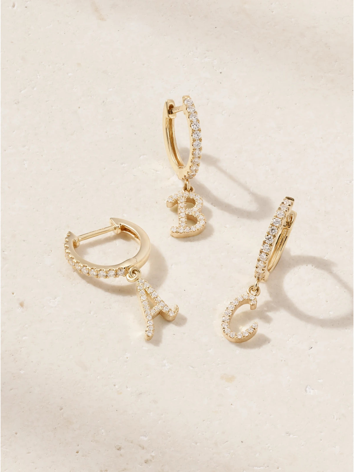 Initial Huggie 18-karat Gold Diamond Single Earring
