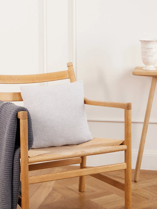 Image of Decor. Product name - Ribbed-knitted Cashmere Cushion in Gray colour by brand - Brunello Cucinelli