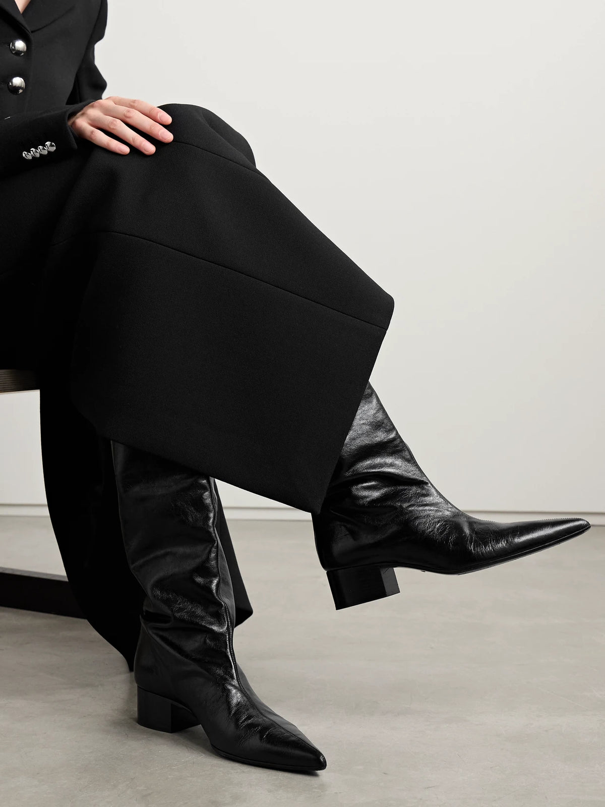 Andee Crinkled-leather Knee Boots