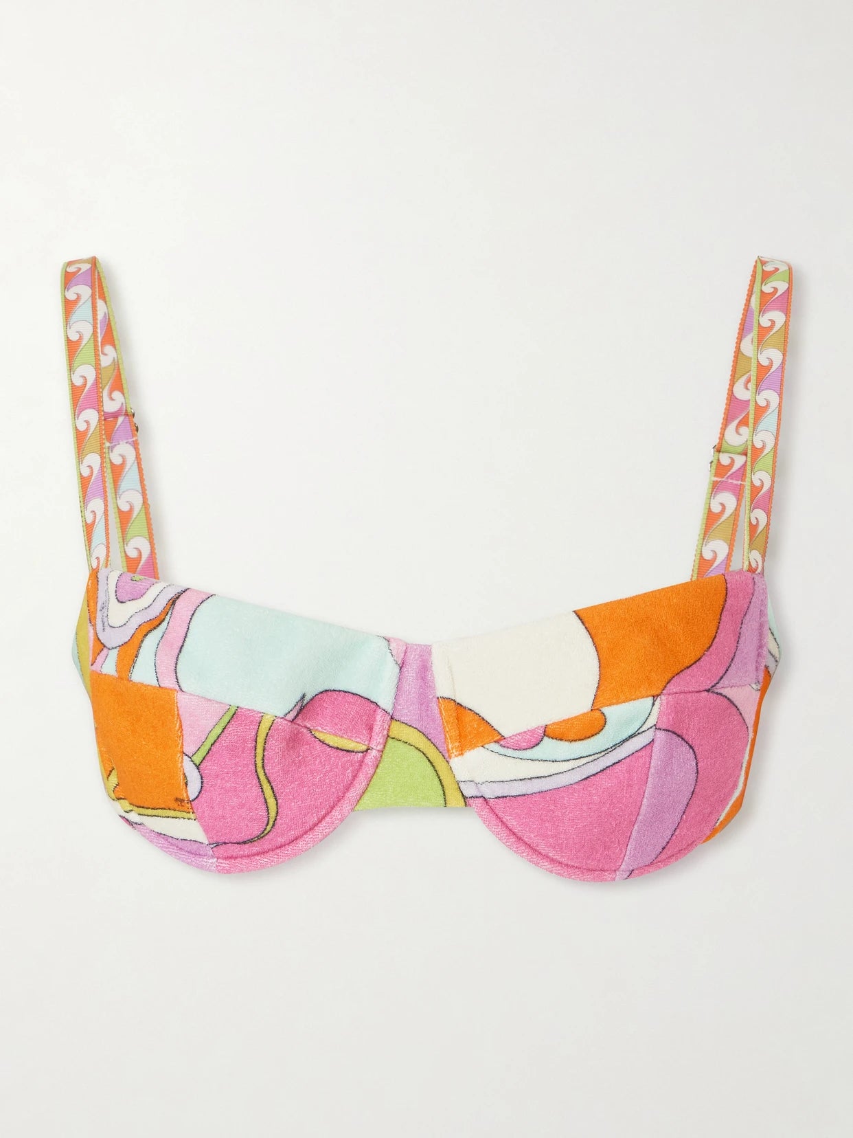 Printed Cotton-terry Bikini Top