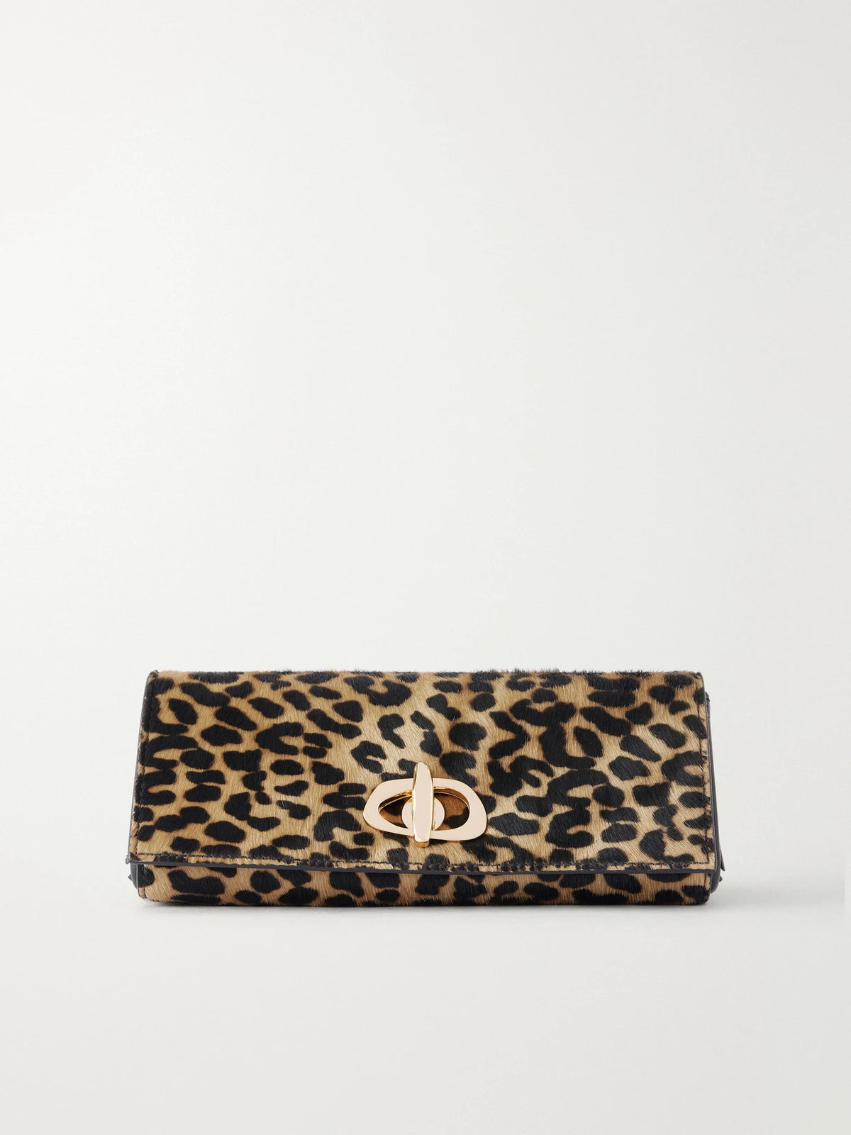 AMANU The Tanzania Leopard-print Leather-trimmed Calf-hair Clutch